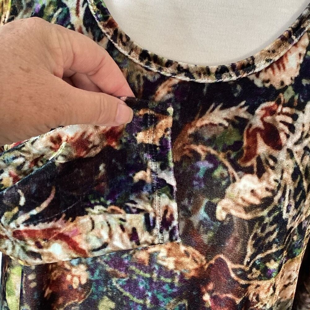 Soft Surroundings PL Floral Stretch Velvet A-Line Midi Dress Petite Large - Picture 7 of 11
